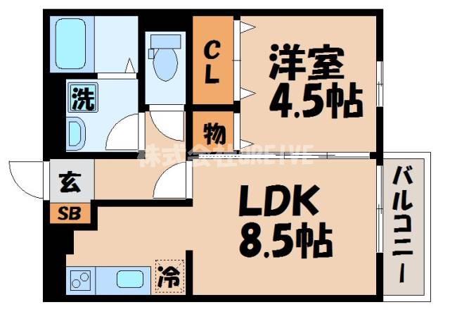 グレースランド・アイ(1LDK/2階)の間取り写真