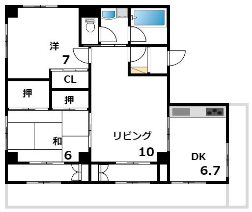 マスミマンション(2LDK/2階)の間取り写真