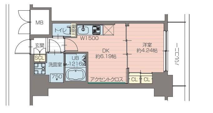 プレジオ恵美須2-8F(1DK/2階)の間取り写真