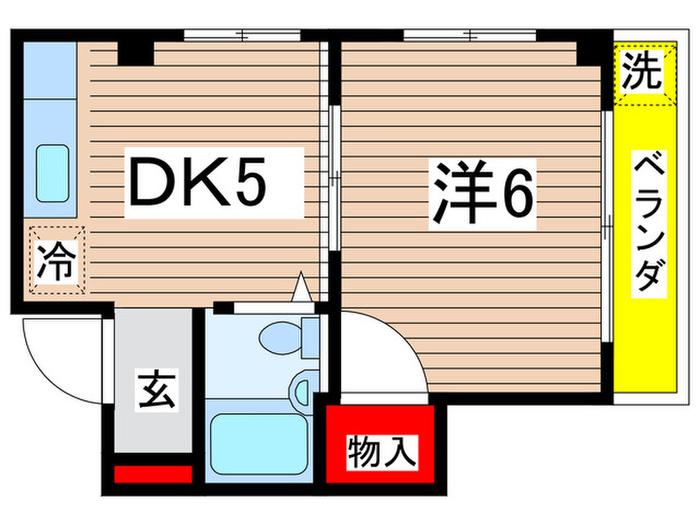 SKハイツ(1DK/3階)の間取り写真
