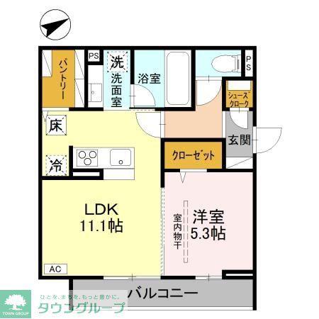 D-SERENO豊岡5丁目 A棟(1LDK/1階)の間取り写真