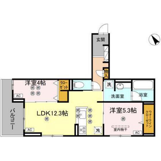 タウン庚午北(2LDK/2階)の間取り写真