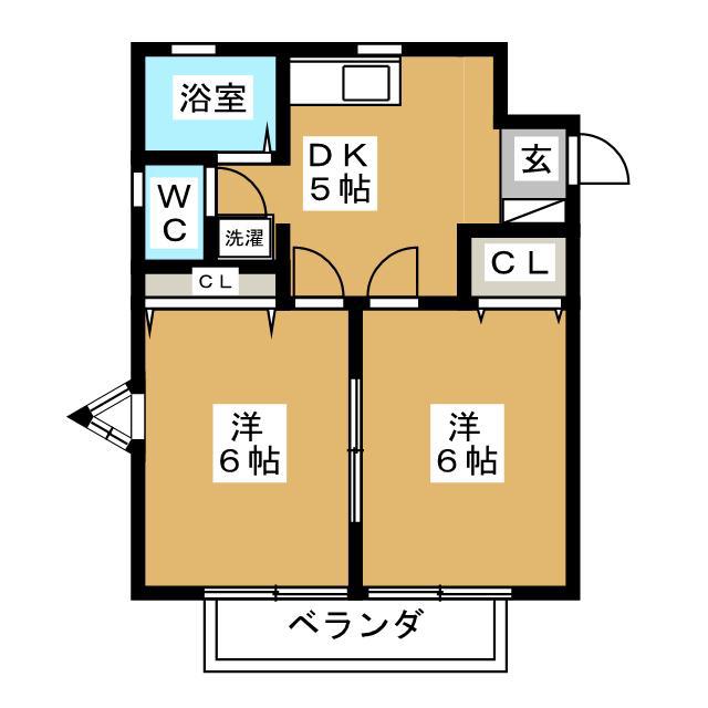 ラ・パス(2DK/2階)の間取り写真