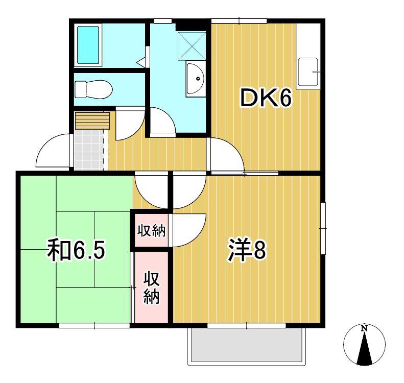 ベルドミール中台(2DK/2階)の間取り写真