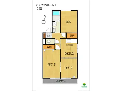 ハイツリベルーレI(3DK/1階)の間取り写真