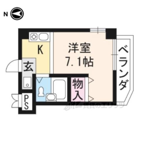 コージーハイツ大徳寺(ワンルーム/1階)の間取り写真