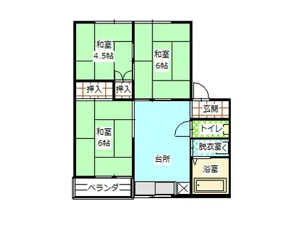 アーバンハウス谷川(3DK/1階)の間取り写真