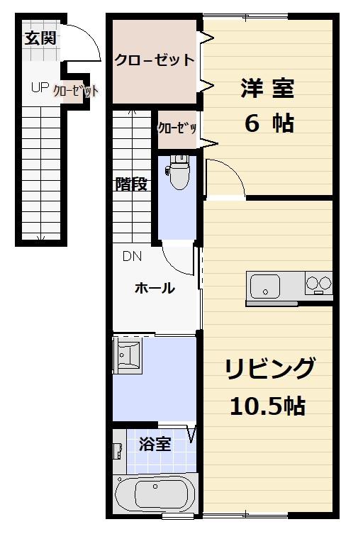 クオンタム筒井A(1LDK/2階)の間取り写真