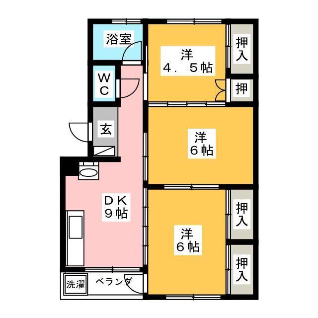 朝霧ビル(3DK/3階)の間取り写真