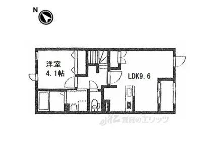 西京極北裏町アパートA棟(1LDK/2階)の間取り写真