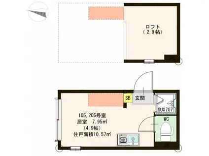 マシェリ小岩(ワンルーム/2階)の間取り写真