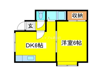 ロンバートI(1DK/2階)の間取り写真