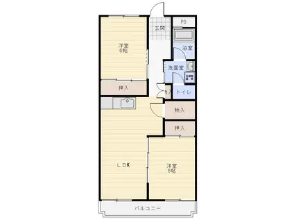 戸田マンション(2LDK/2階)の間取り写真