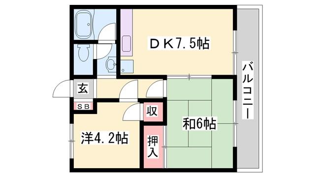 塚本ハイツ(2DK/2階)の間取り写真