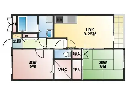 エスポワール冨田(2LDK/3階)の間取り写真