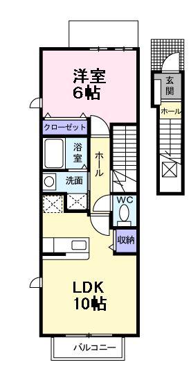ヴィオラ(1LDK/2階)の間取り写真