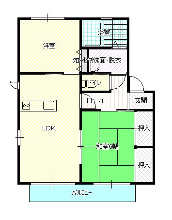 スカイハイツ(2LDK/1階)の間取り写真