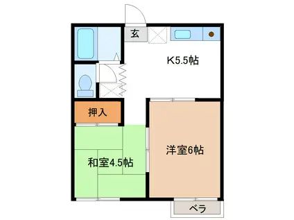 エリーハイツ(2DK/1階)の間取り写真