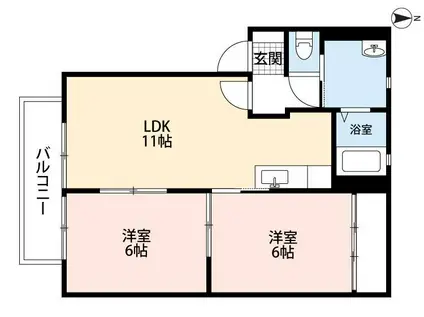 ブライトタウンI(2LDK/1階)の間取り写真