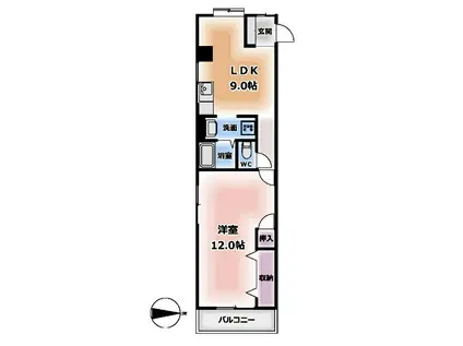 山崎ビル(1LDK/2階)の間取り写真