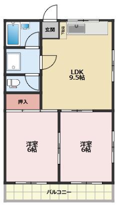 メゾン野田(2LDK/3階)の間取り写真