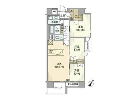 リビオレゾン人形町(3LDK/6階)の間取り写真