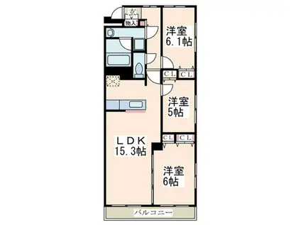 プライム藤が丘(3LDK/3階)の間取り写真