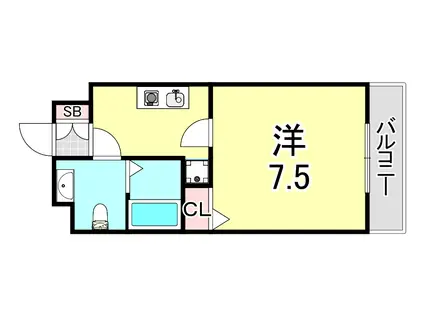 サザンリバー名谷(1K/6階)の間取り写真