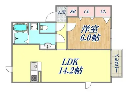 セジュール梅の木(1LDK/1階)の間取り写真
