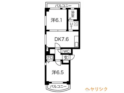 ドリームハイツ南堀越(2DK/3階)の間取り写真