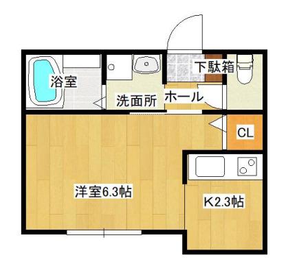 SUNRISE姫路(1K/1階)の間取り写真