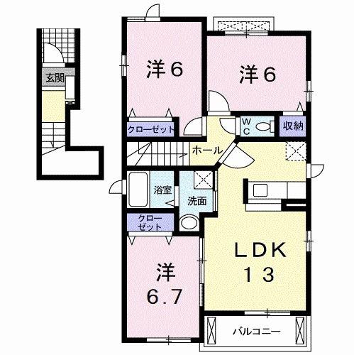 フラワー(3LDK/2階)の間取り写真