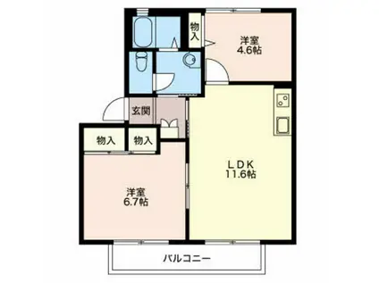 アイリスときわA棟(2LDK/2階)の間取り写真