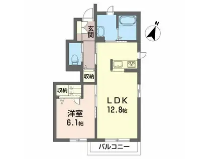 トリプルコートA(1LDK/1階)の間取り写真