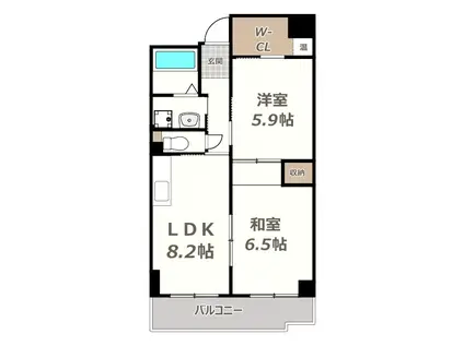 アクティ日乃出(2DK/7階)の間取り写真