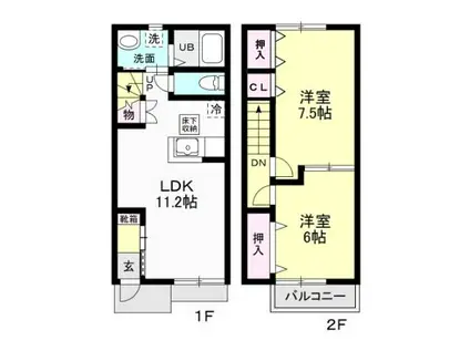 MAISONETTE6(2LDK/1階)の間取り写真
