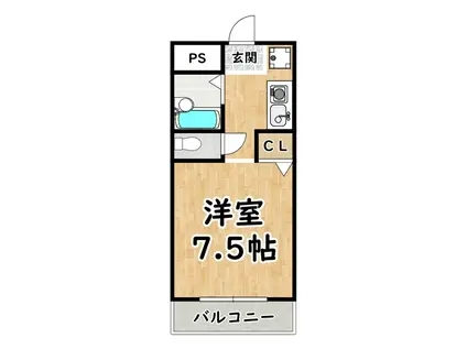 ハウスパティオ(ワンルーム/2階)の間取り写真