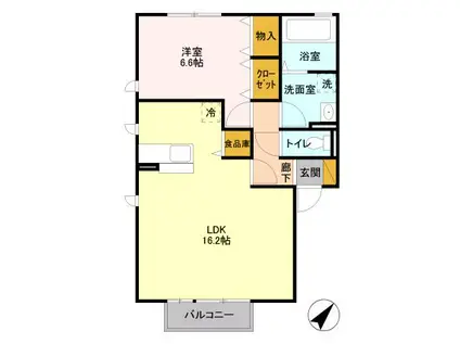 アグライア アリッサ(1LDK/2階)の間取り写真