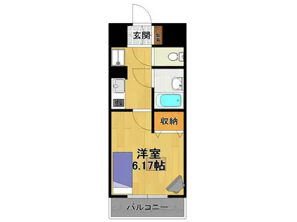 サンパティーク南塚口(1K/2階)の間取り写真