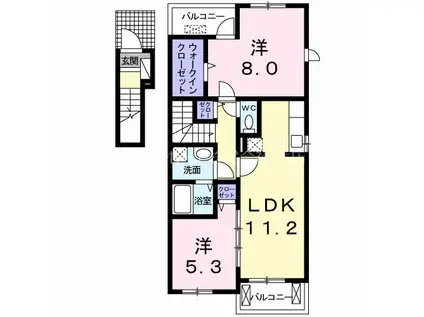 レフィーノ北斗(2LDK/2階)の間取り写真