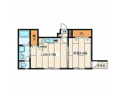 シャンテ(1LDK/1階)の間取り写真