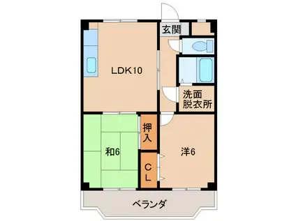 グリーンフル中島(2LDK/3階)の間取り写真