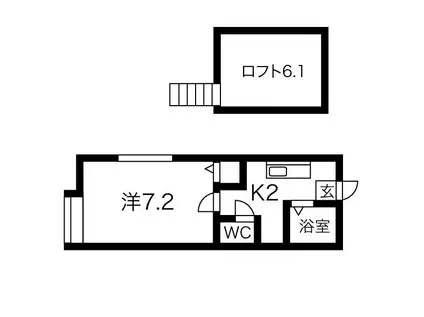 ステージ小樽(1K/1階)の間取り写真