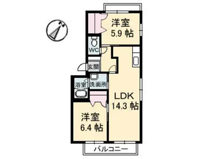 メゾン桜(2LDK/3階)の間取り写真