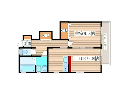 フィオーレ(1LDK/1階)の間取り写真