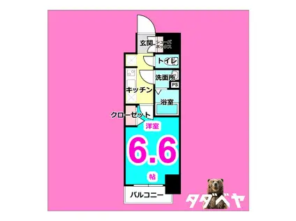 ディアレイシャス名古屋太閤通(1K/13階)の間取り写真