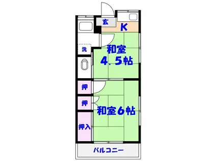 第2鈴木荘(2K/2階)の間取り写真