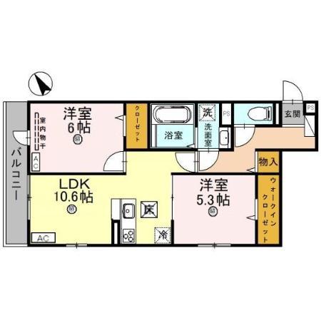 D-ROOM国芳(2LDK/1階)の間取り写真