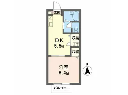 ハーピス児玉(1DK/2階)の間取り写真