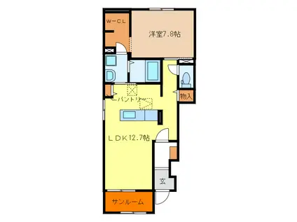 アドヴァン(1LDK/1階)の間取り写真